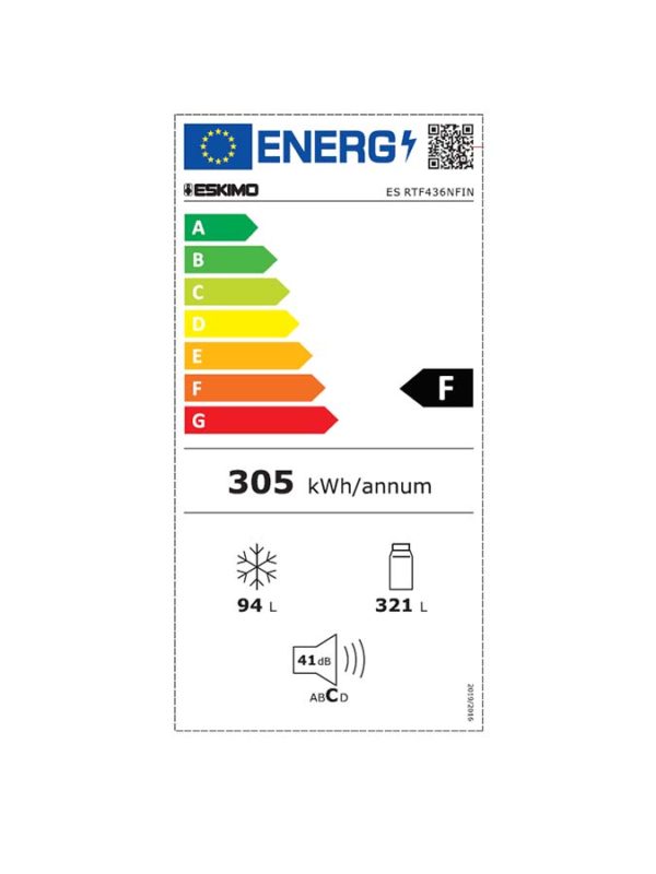 Eskimo ES RTF436NFIN Two-Door Refrigerator 415lt NoFrost Inox Υ178xΠ70cm. - Image 3